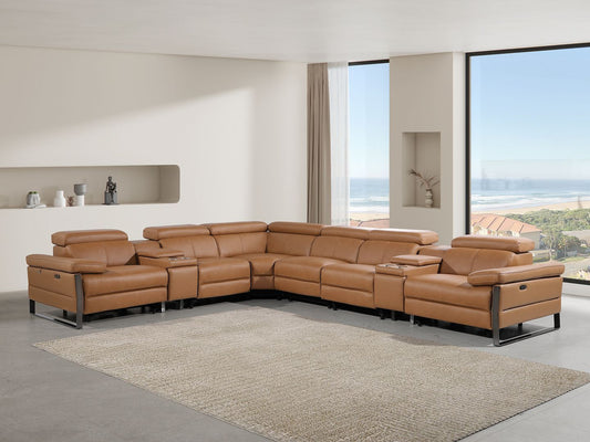 1246 - 8-Piece L-Shaped Modular Power Reclining Sectional With 4 Power Recliners And Power Headrests