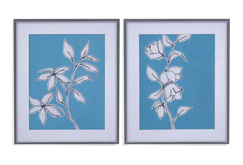 Botanic Drawing - Framed Print (Set of 2) - Blue