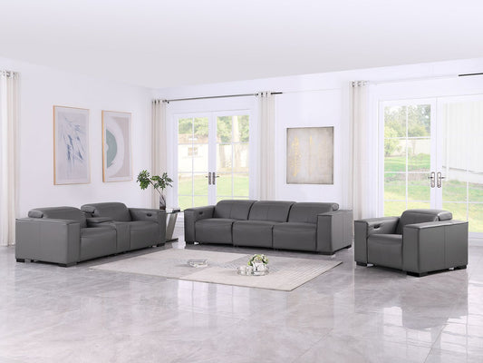1208 - Modular Leather Set With 6 Power Recliners & Power Headrests