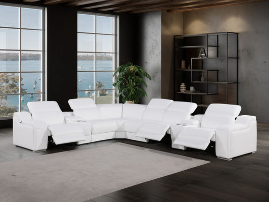 1116 - 8-Piece L-Shaped Sectional Sofa In With 3 Power Recliners & Power Headrests
