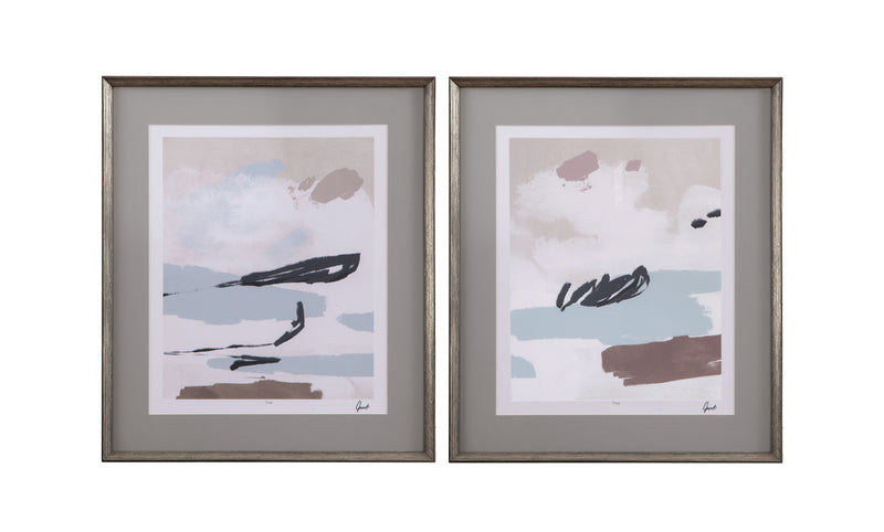 Neutral Wash - Framed Print (Set of 2) - Pearl Silver