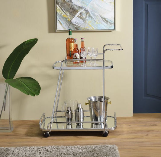 Aegis - Serving Cart - Clear Glass & Chrome Finish - Grand Furniture GA