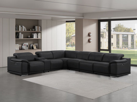 2679 - 7-Piece L-Shaped Power Reclining Sectional In Genuine Leather (4 Recliners)