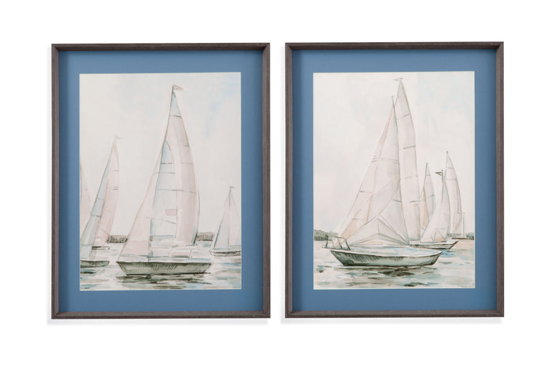 Sail Scribble - Framed Print (Set of 2) - Blue