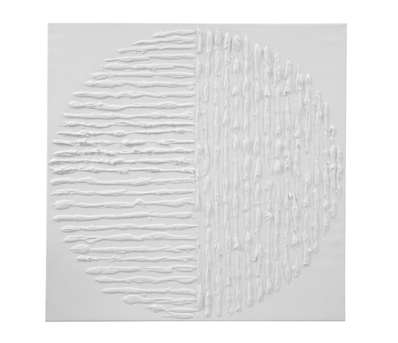 Textured - Circle Canvas Art - White