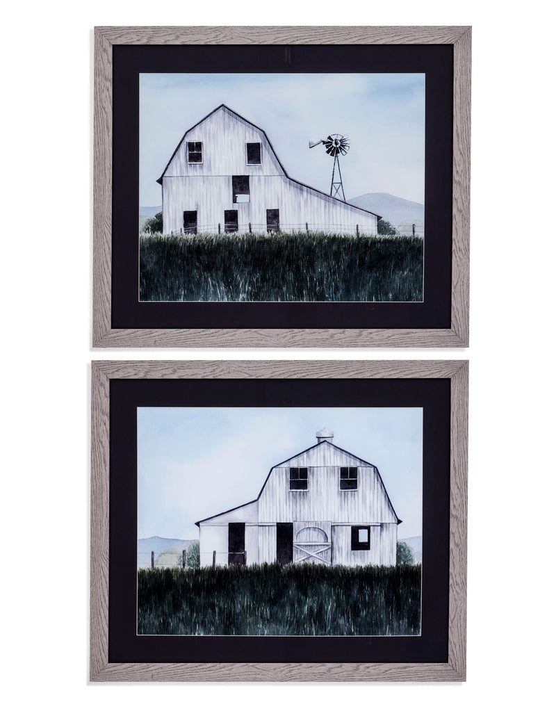 Bygone Barn - Framed Print (Set of 2) - Light Blue