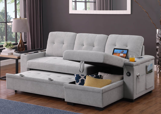 81446 sleeper sectional light grey