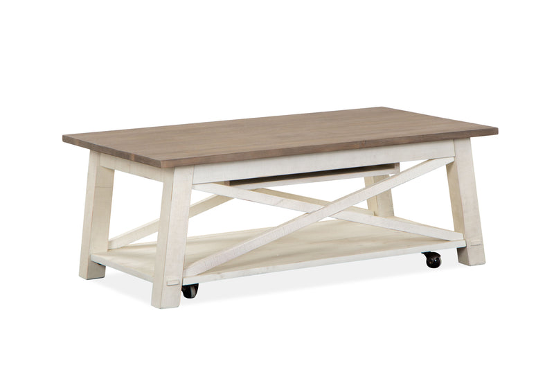 Sedley - Lift Top Storage Cocktail Table (With Casters) - Distressed Chalk White