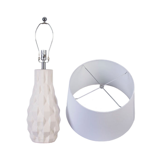 "Sculpted Elegance" Ceramic Table Lamp (Set of 2) - White Sand