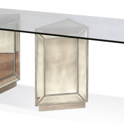 Murano - Double Pedestal Table - Pearl Silver