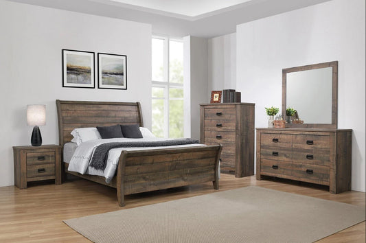 Coaster 4pc Panel Bedroom Set Includes Bed, Dresser, Mirror, & Nightstand - Grand Furniture GA