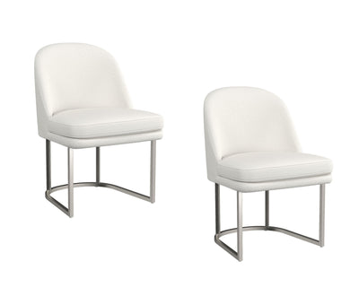 Pearl - Dining Chair (Set of 2) - Bone Fabric / Brushed SIlver Metal