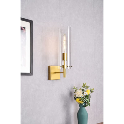 Elegant Lighting Savant 18" Tall Wall Sconce with Clear Glass Shade LD2362BR - Grand Furniture GA