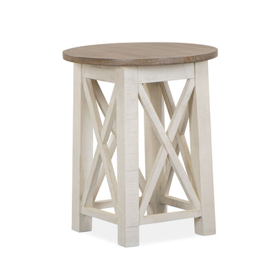 Sedley - Round End Table - Distressed Chalk White