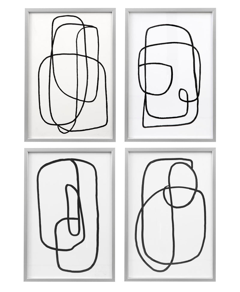 Form Study - Framed Print (Set of 4) - Pearl Silver