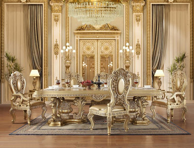Seville - Side Chair (Set of 2) - Tan PU & Gold Finish - Grand Furniture GA
