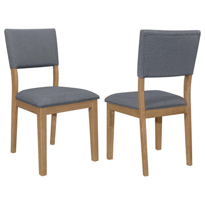 Sharon - Open Back Padded Upholstered Dining Side Chair (Set of 2) - Blue and Brown.