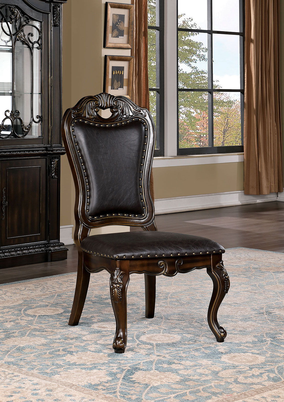 Lombardy Side Chair Set of 2 Walnut Dark Brown Grand