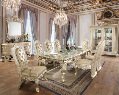 Vatican - Side Chair (Set of 2) - PU & Champagne Silver Finish - Grand Furniture GA