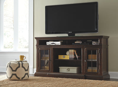 Roddinton - Dark Brown - 2 Pc. - 74" TV Stand With Electric Infrared Fireplace Insert - Fireplace TV Stands - Grand Furniture GA