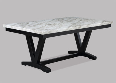 Tanner - Dining Table, Faux Carrara Marble - White - Grand Furniture GA