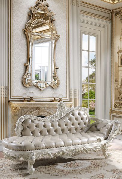 Vanaheim - Bench - Beige PU & Antique White Finish - Grand Furniture GA