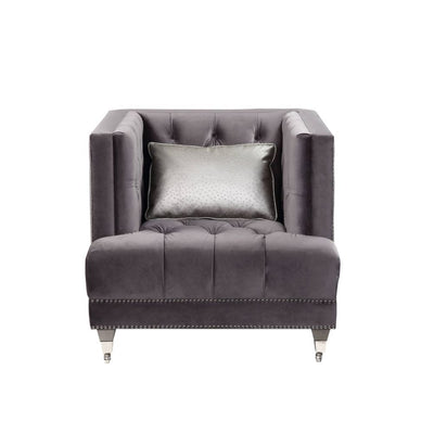 Hegio - Chair - Gray Velvet - Grand Furniture GA