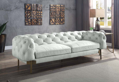 Ragle - Sofa - Vintage White Top Grain Leather - Grand Furniture GA