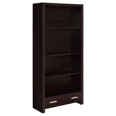 Skylar - 5-Shelf Bookcase With Storage Drawer - Cappuccino.