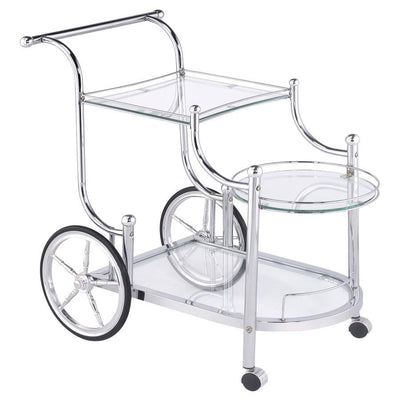 Sarandon - 3-Tier Serving Cart - Chrome and Clear.