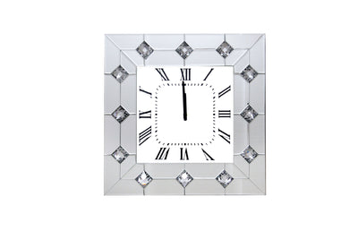 Hessa - Wall Clock - Mirrored & Faux Rhinestones - Grand Furniture GA