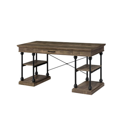 Synal - Writing Desk - Rustic Oak & Black Finish - Grand Furniture GA