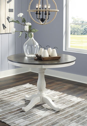 Nelling - White / Brown / Beige - Round Dining Room Table Top