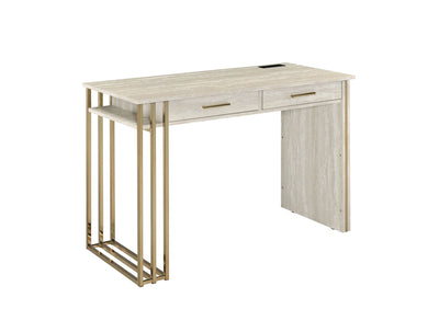 Tyeid - Vanity Desk - Antique White & Gold Finish - Grand Furniture GA