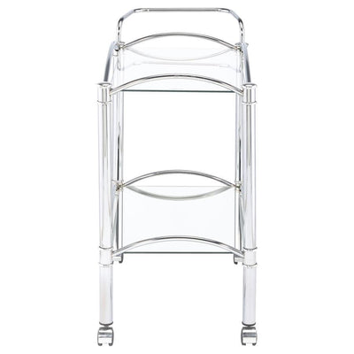 Shadix - 2-Tier Serving Cart With Glass Top - Chrome and Clear.