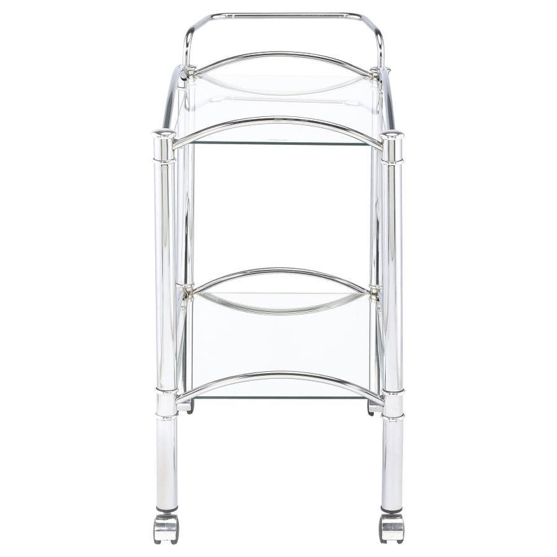 Shadix - 2-Tier Serving Cart With Glass Top - Chrome and Clear.