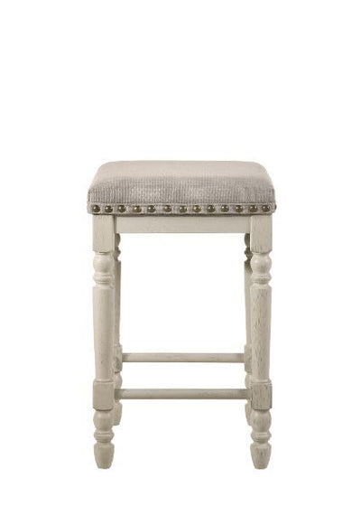 Tasnim - Stool (Set of 2) - Tan Fabric & Antique White Finish - Grand Furniture GA