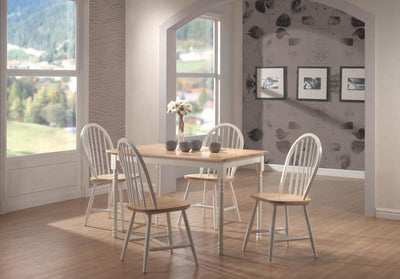 Taffee - 5-Piece Rectangular Dining Table - Natural Brown and White.