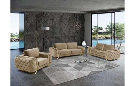 1051 - Contemporary Velvet Set - 3 Piece Living Room Sets - Grand Furniture GA