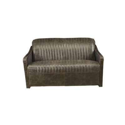 Winchester - Loveseat - Aluminum & Distress Espresso Top Grain Leather - Grand Furniture GA