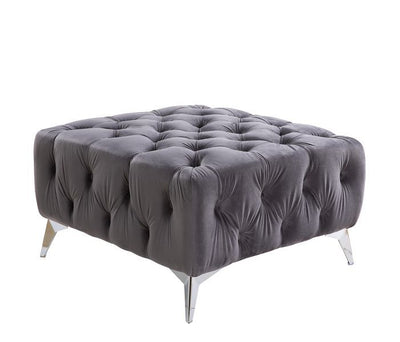 Wugtyx - Ottoman - Dark Gray Velvet - 18" - Grand Furniture GA