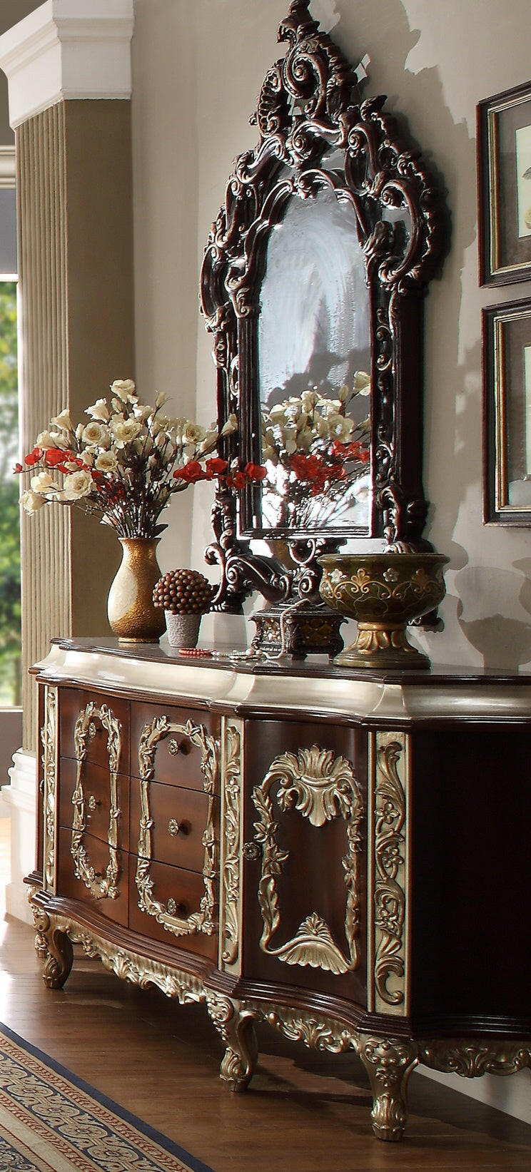hd designs dresser Homey Design HD-1812 Dresser/Buffet in Champagne Gold/Pearl HD-DR1812
