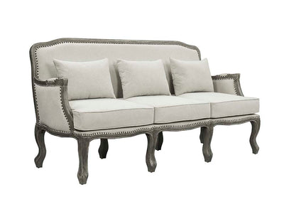 Tania - Sofa - Cream Linen & Brown Finish - Grand Furniture GA