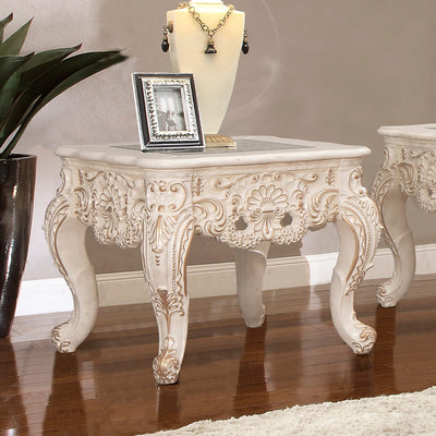 HD-998 antique white end table.