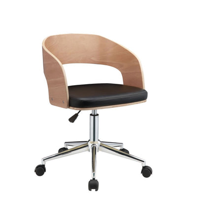 Yoshiko - Office Chair - Black PU & Beech - Grand Furniture GA