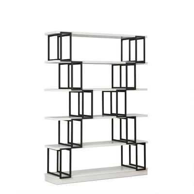 Verne - Bookshelf - White & Black - Grand Furniture GA