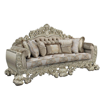 Sorina - Sofa - Velvet, Fabric & Antique Gold Finish - Grand Furniture GA