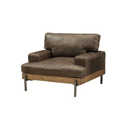Silchester - Chair - Oak & Distress Chocolate Top Grain Leather - Grand Furniture GA
