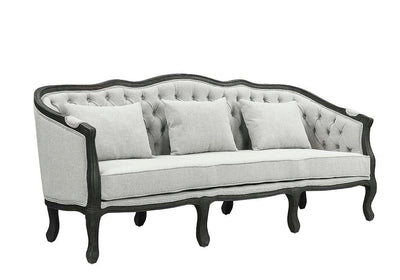 Samael - Sofa - Gray Linen & Dark Brown Finish - Grand Furniture GA