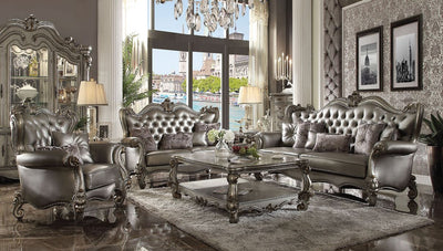 Versailles - Sofa - Silver PU & Antique Platinum - Grand Furniture GA